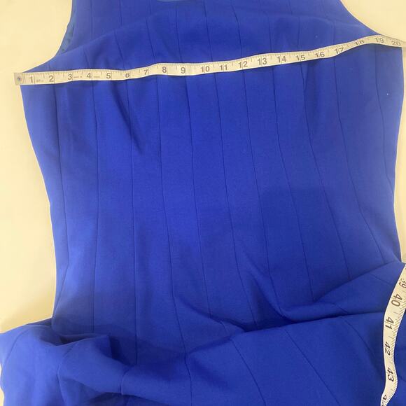 Ellen Tracy Royal Blue Swingy Fit Flare Midi Dress EUC Sz 14 Polyester Stretchy - Picture 8 of 11